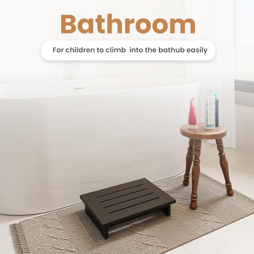 Craftsline One Step Stool for Adults 3.5" - Wooden Step Stools for Bed - 200lbs Safety Stepping Stool Bathroom Aid for Handicap, Elderly, Seniors, Kid, Bathtub, High Beds, Kitchens (Black) - Image 4