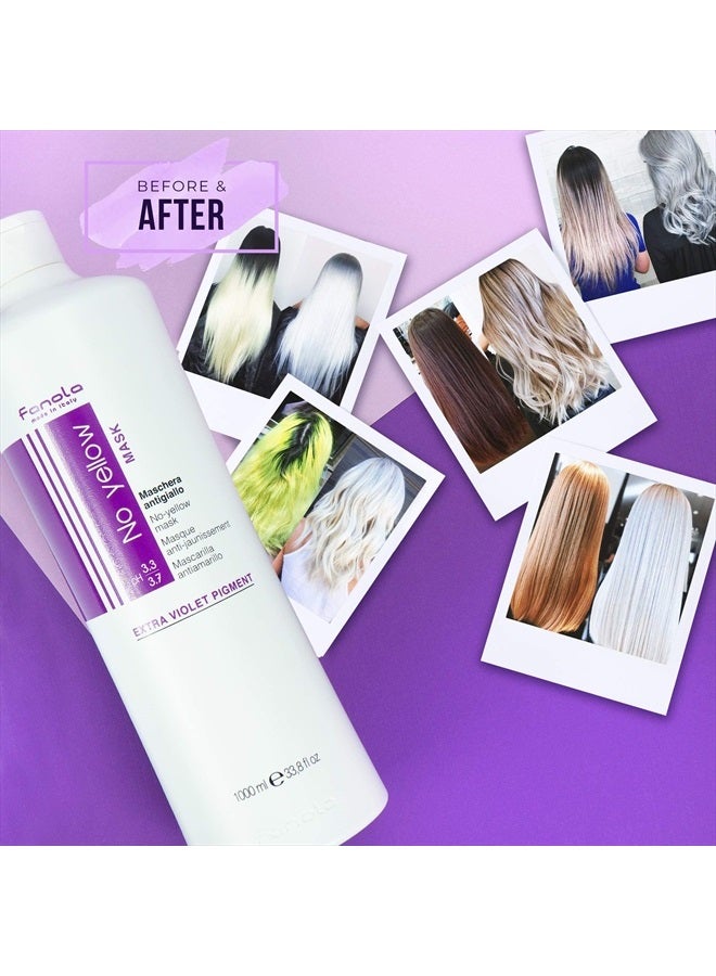 No Yellow Purple Hair Mask - Acidic pH Deep Conditioning Hair Mask for Blonde, Bleached & Grey Shades - Intense Violet Pigment Neutralizes Brassy Tones (33.8 Fl oz)