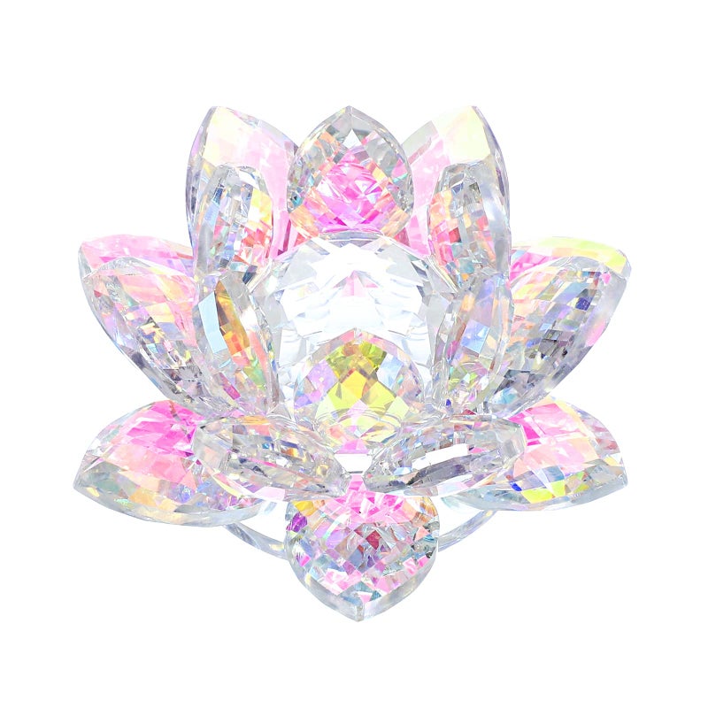 OwnMy 3 Inch Sparkle Crystal Lotus Flower Figurines Decorative Lotus Flower Ornament, Glass Lotus Feng Shui Decor Crystal Flower Paperweight for Home Office Tabletop Centerpieces - Image 1