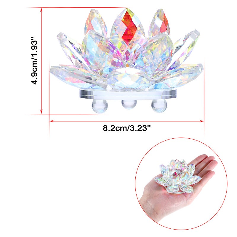 OwnMy 3 Inch Sparkle Crystal Lotus Flower Figurines Decorative Lotus Flower Ornament, Glass Lotus Feng Shui Decor Crystal Flower Paperweight for Home Office Tabletop Centerpieces - Image 3