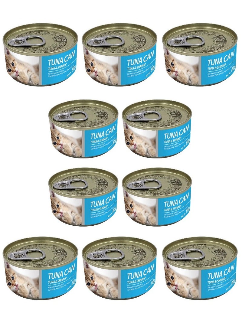 بايولاين طعام رطب للقطط من بيولاين، علبة تونة + روبيان، 85 جم (عبوة من 10 قطع)