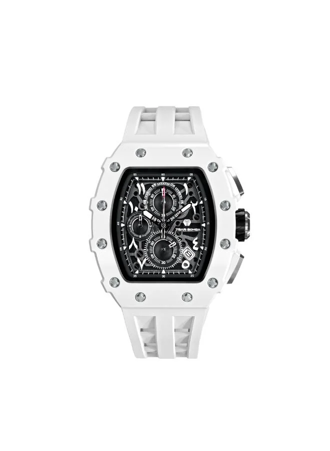 TSAR BOMBA Men's Silicone Analog Watch TB8204QA-01 - 43.5x50.5 mm