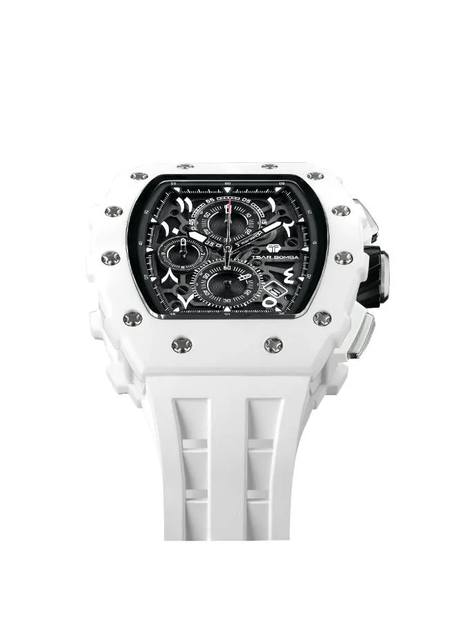 TSAR BOMBA Men's Silicone Analog Watch TB8204QA-01 - 43.5x50.5 mm