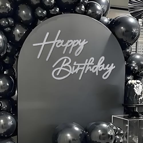 MASTRON Happy Birthday Sign for Backdrop Glitter Silver Felt Happy Birthday Letter Sign for Balloon Arch Backdrop Decorations - Image 1