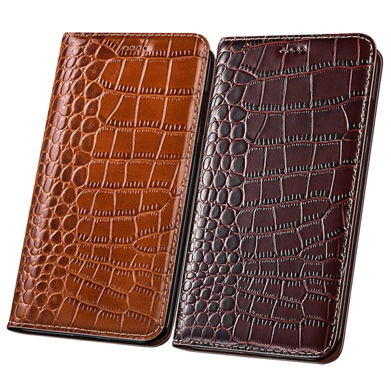 LS Leather Texture Protective Case for Redmi Note 15 with Drop Protection and Genuine Leather plus Shockproof plus Crocodile Texture plus Flip Design in Brown - Image 5