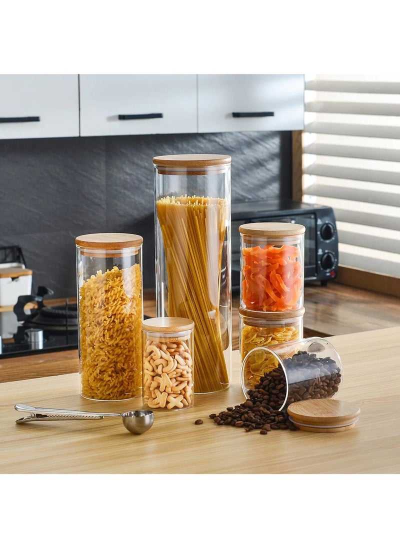 Swift SWIFT Glass Storage Jar Containers Set,Spice Jar Set, 6 Piece Glass Jar with Bamboo Airtight Lids  - Image 4