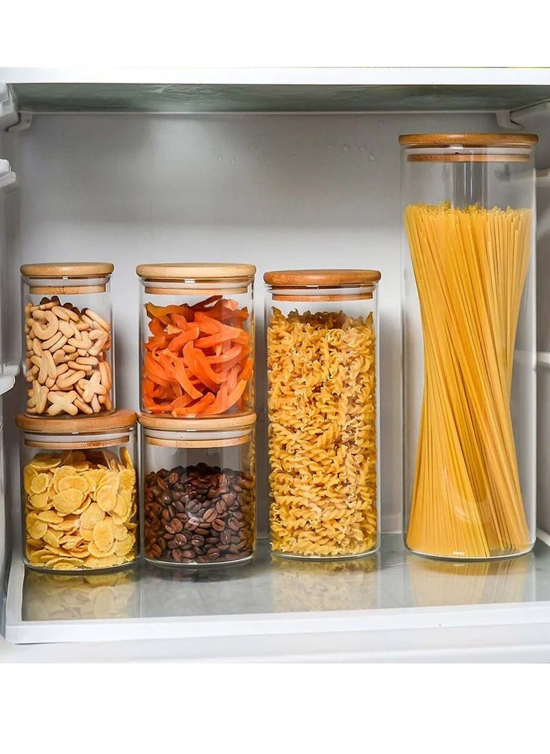 Swift SWIFT Glass Storage Jar Containers Set,Spice Jar Set, 6 Piece Glass Jar with Bamboo Airtight Lids  - Image 1