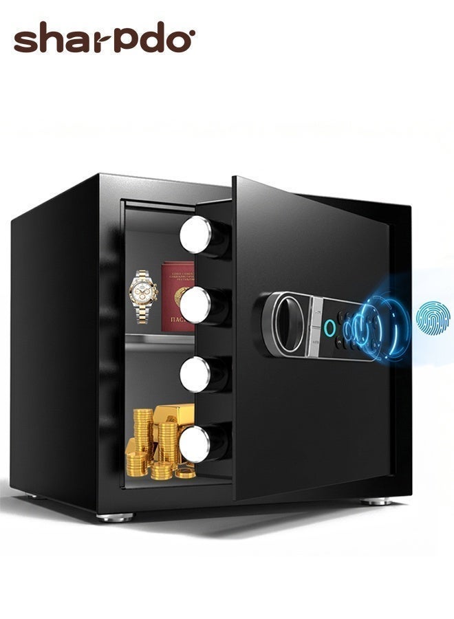 Sharpdo Fingerprint Digital Medium Safe Box & Locker, 19L 35x25x25CM Electronic Safe|High-Precision Fingerprint Recognition, Digital Keypad & Emergency Key, Anti-Pry Tamper-Proof Anti-Theft Safe for Home Office, Stores Money, Documents, Jewelry - Image 3