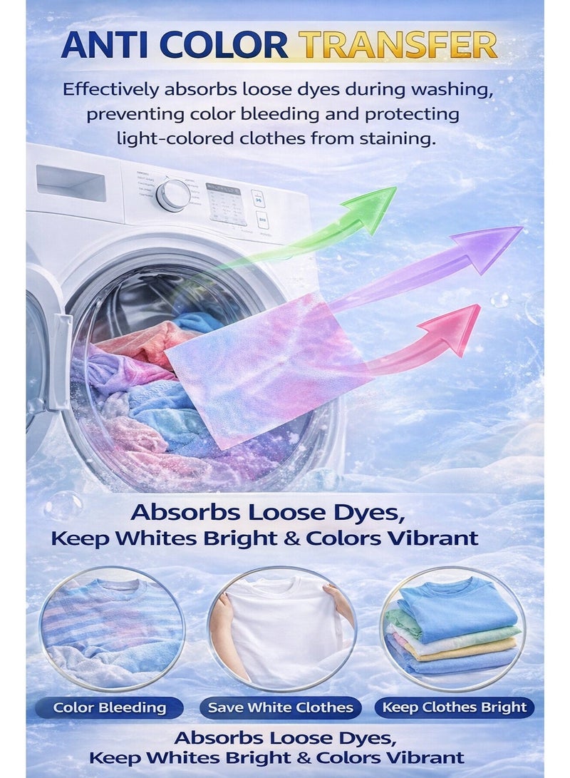 Harse 100 Sheets Color Catcher Laundry Sheets – Anti Color Transfer & Dye Absorption Sheets, Prevent Color Bleeding, Protect Clothes, Suitable for All Washing Machines, Fragrance-Free - Image 2