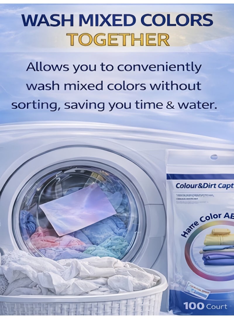 Harse 100 Sheets Color Catcher Laundry Sheets – Anti Color Transfer & Dye Absorption Sheets, Prevent Color Bleeding, Protect Clothes, Suitable for All Washing Machines, Fragrance-Free - Image 3