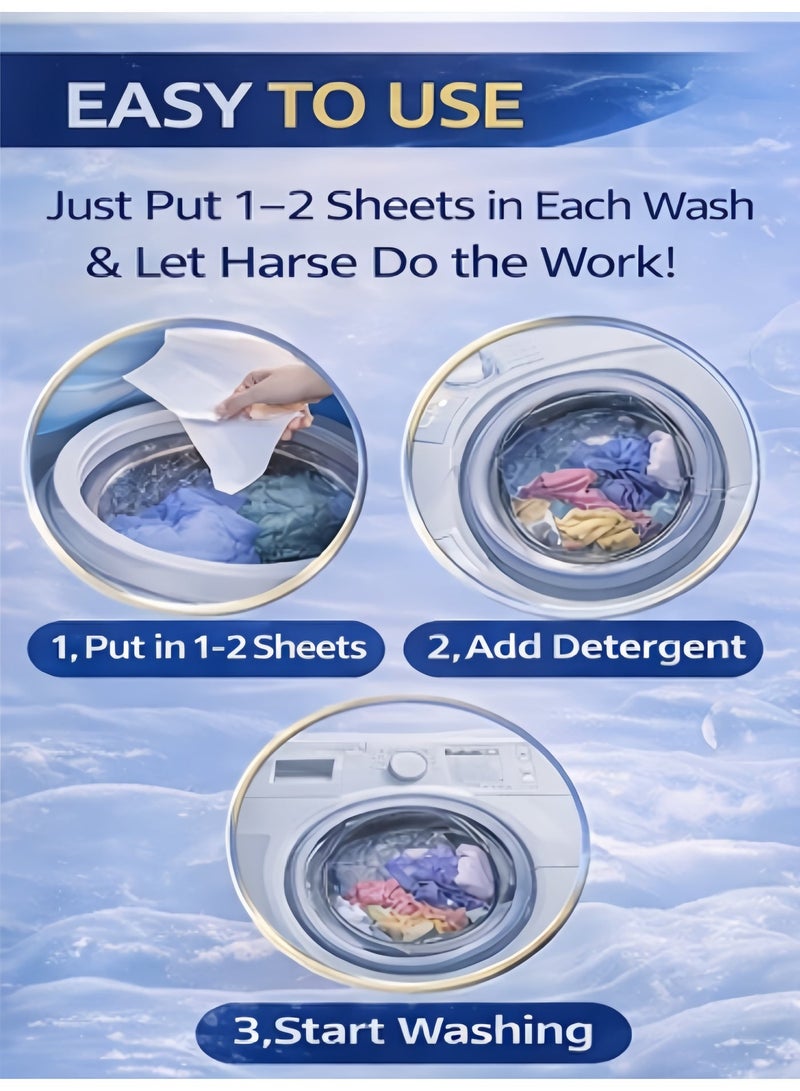 Harse 100 Sheets Color Catcher Laundry Sheets – Anti Color Transfer & Dye Absorption Sheets, Prevent Color Bleeding, Protect Clothes, Suitable for All Washing Machines, Fragrance-Free - Image 4