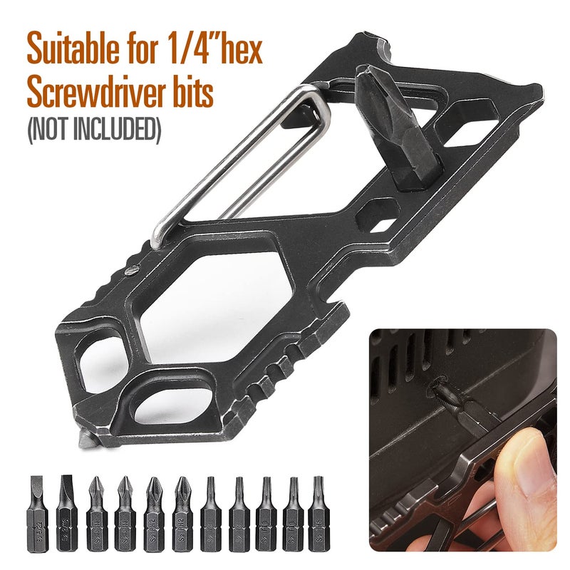 edcfans Carabiner Keychain Stainless Steel Multitool - 11 in 1 Tactical Keychain - Glass Breaker,Bottle Opener, Wrench, Screw Drivers, Key Clip, EDC Keychain for Men - Image 5