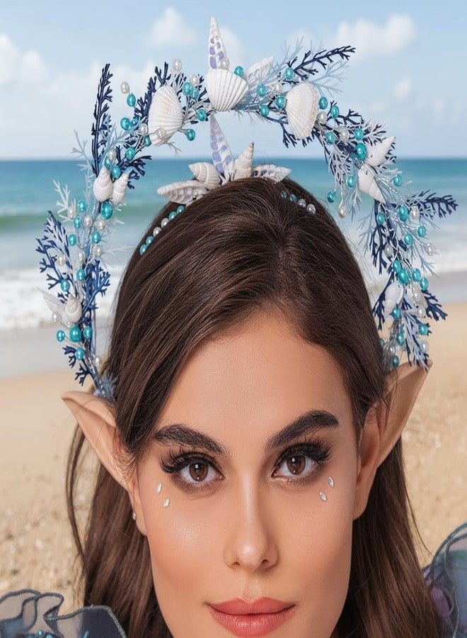 Campsis Seashell Headband for Beach Party:​​ Sparkling Bead and Shell Hair Accessory for Women, Mermaid Festival, Vacation Photos, and Summer Events. - Image 1