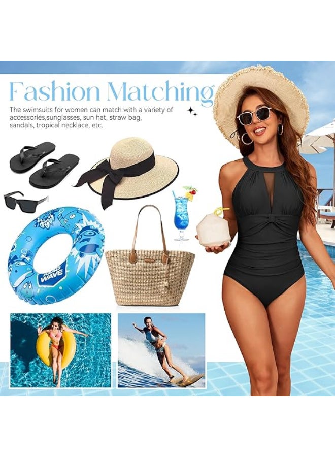 عالية الجودة ملابس سباحة نسائية برقبة عالية 2025، قطعة واحدة للتحكم في البطن، ملابس سباحة شبكية - Image 5