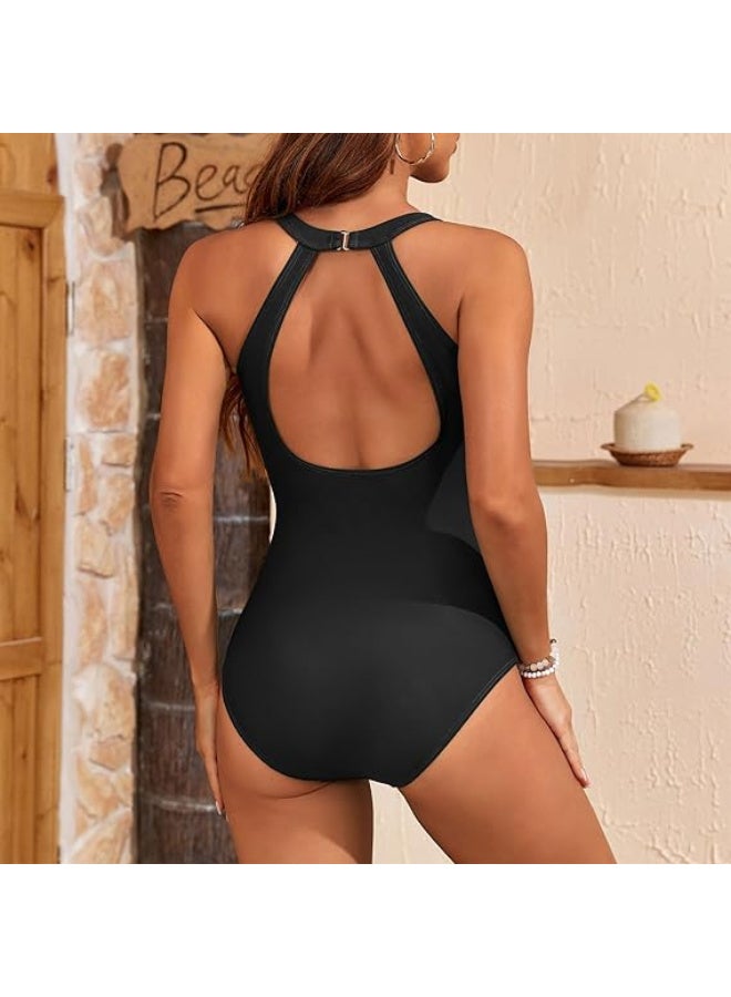 عالية الجودة ملابس سباحة نسائية برقبة عالية 2025، قطعة واحدة للتحكم في البطن، ملابس سباحة شبكية - Image 4