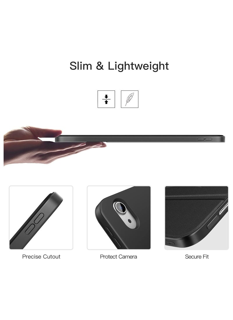 Generic - iPad Air 4 , 10.9 inch Smart Cover with Stand (2022/2020) with Pencil Holder, Lockable Smart Cover/Auto Screen On/Touch ID, Transparent Cover with Auto On/Sleep, Black - Image 1