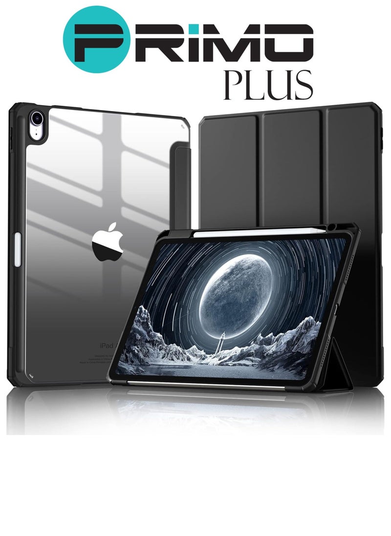 Generic - iPad Air 4 , 10.9 inch Smart Cover with Stand (2022/2020) with Pencil Holder, Lockable Smart Cover/Auto Screen On/Touch ID, Transparent Cover with Auto On/Sleep, Black - Image 1