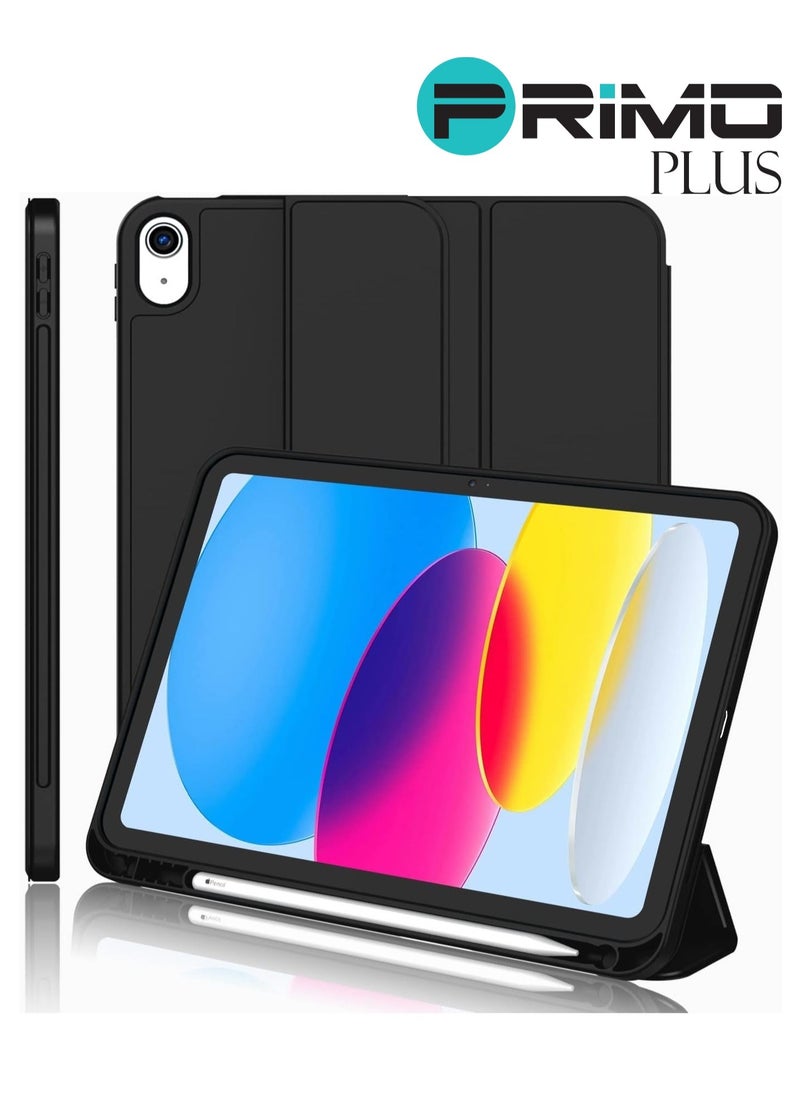 Generic - iPad Air 4 , 10.9 inch Smart Cover with Stand (2022/2020) with Pencil Holder, Lockable Smart Cover/Auto Screen On/Touch ID, Transparent Cover with Auto On/Sleep, Black - Image 1