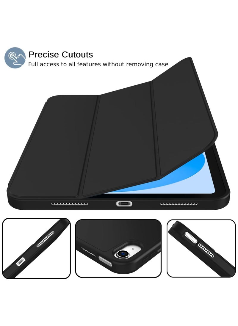 Generic - iPad Air 4 , 10.9 inch Smart Cover with Stand (2022/2020) with Pencil Holder, Lockable Smart Cover/Auto Screen On/Touch ID, Transparent Cover with Auto On/Sleep, Black - Image 1