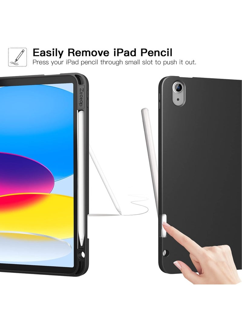 Generic - iPad Air 4 , 10.9 inch Smart Cover with Stand (2022/2020) with Pencil Holder, Lockable Smart Cover/Auto Screen On/Touch ID, Transparent Cover with Auto On/Sleep, Black - Image 1