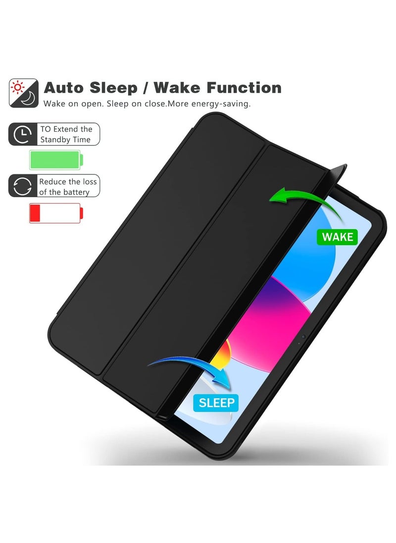 Generic - iPad Air 4 , 10.9 inch Smart Cover with Stand (2022/2020) with Pencil Holder, Lockable Smart Cover/Auto Screen On/Touch ID, Transparent Cover with Auto On/Sleep, Black - Image 1