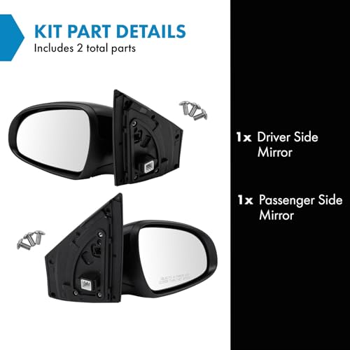 TRQ مجموعة مرايا السائق والراكب TRQ قابلة للطي يدويًا متوافقة مع كيا سبورتاج 2017-2022 KI1320197 KI1321197 - Image 2