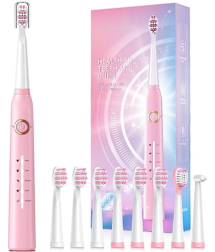 TEETHEORY Electric Toothbrush for Adults with 8 𝐁𝐫𝐮𝐬𝐡 𝐇𝐞𝐚𝐝𝐬, Sonic Electric Toothbrush with 40000 VPM Deep Clean 5 Modes, Rechargeable Toothbrushes Fast Charge 4 Hours Last 30 Days - Image 1