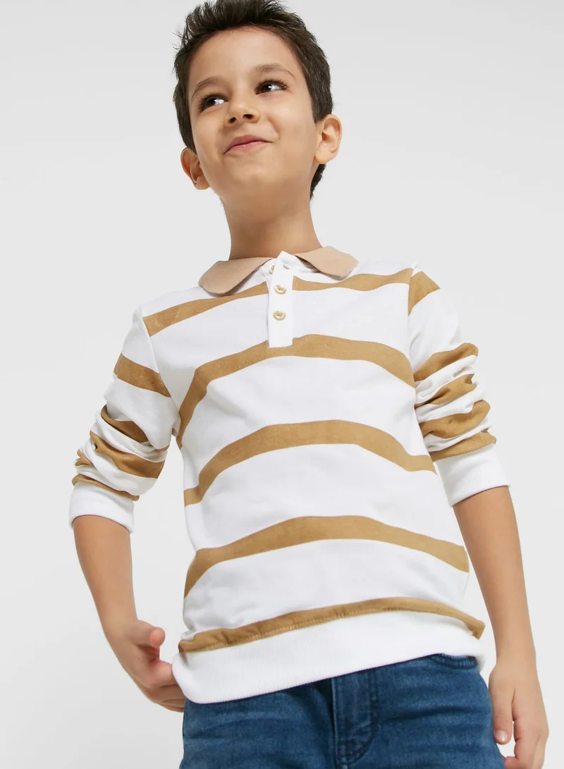 Pinata Striped Full Sleeves Polo For Boys