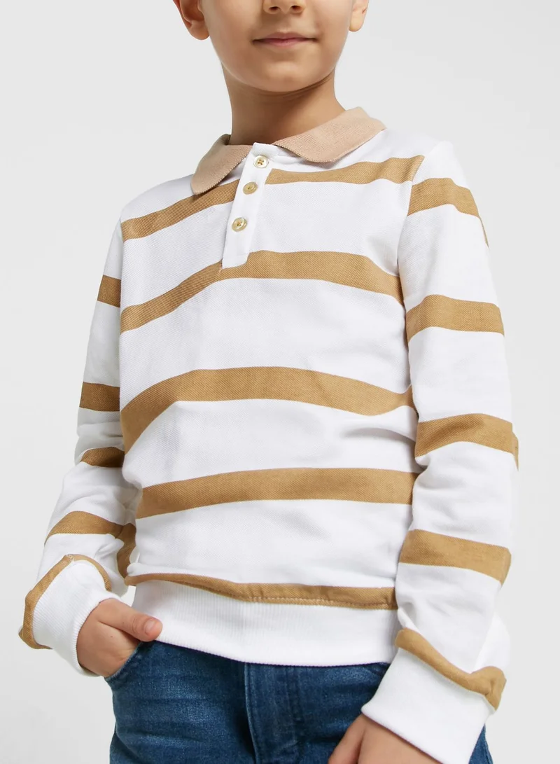 Pinata Striped Full Sleeves Polo For Boys