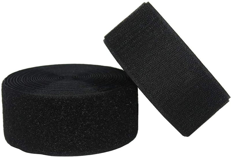 PRANSUNITA PRANSUNITA 2 Inch Width Sew on Hook and Loop Tape NonAdhesive Sticky Back Nylon Fabric Fastener Interlocking Tape for Sewing Crafts DIY Clothes Shoes Black5 MTS  - Image 1