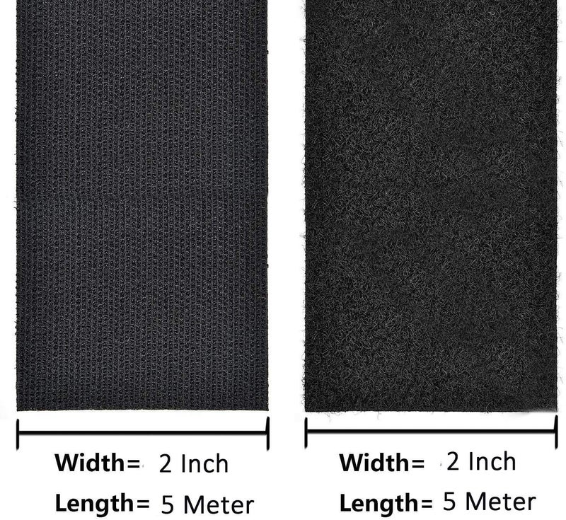 PRANSUNITA PRANSUNITA 2 Inch Width Sew on Hook and Loop Tape NonAdhesive Sticky Back Nylon Fabric Fastener Interlocking Tape for Sewing Crafts DIY Clothes Shoes Black5 MTS  - Image 2