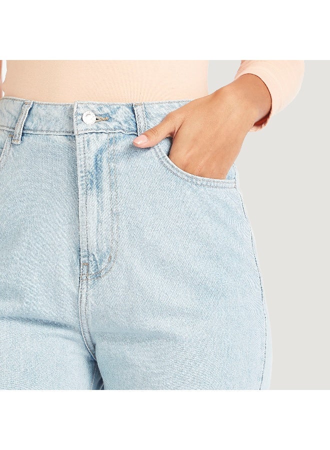Lee Cooper Lee Cooper Mid-Rise Jeans with Pockets and Button Closure - Image 2