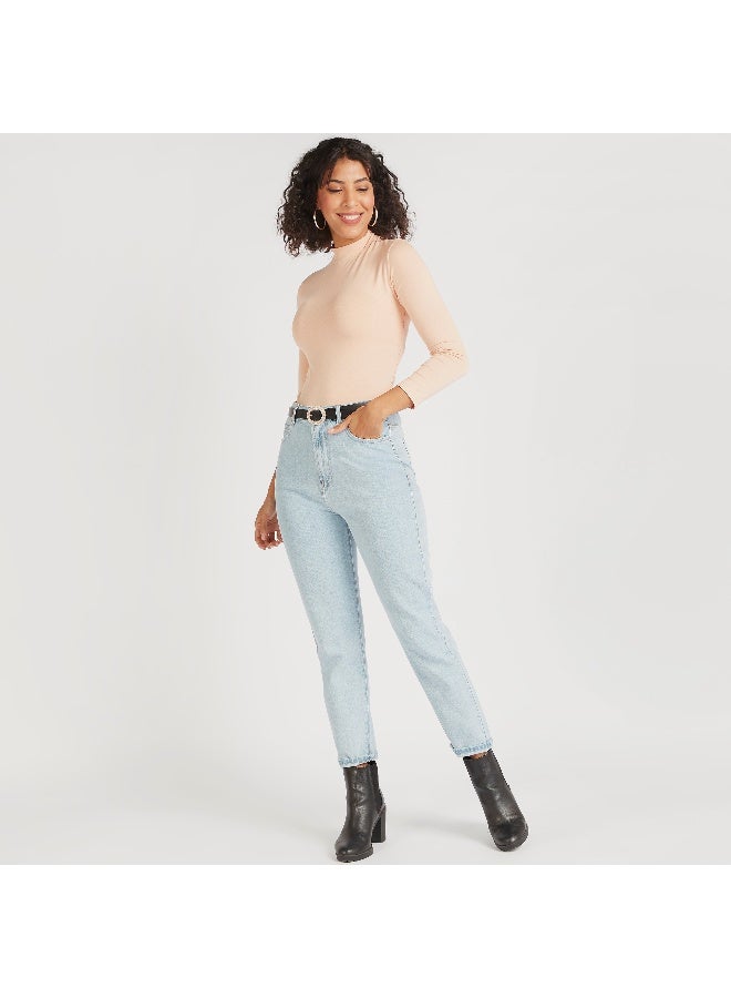 Lee Cooper Lee Cooper Mid-Rise Jeans with Pockets and Button Closure - Image 3