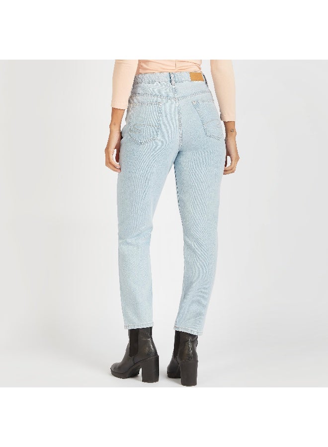 Lee Cooper Lee Cooper Mid-Rise Jeans with Pockets and Button Closure - Image 4