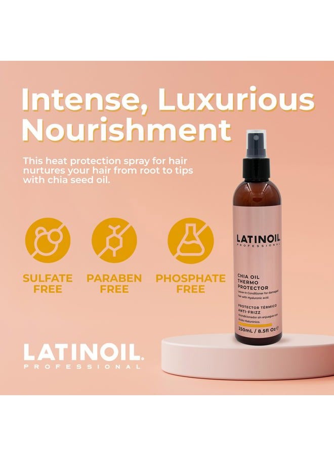 LATINOIL بخاخ زيت الشيا لحماية الشعر من الحرارة - درع حماية حرارية للشعر من الحرارة - بلسم يترك على الشعر - مرطب مضاد للتجاعيد (8 أونصات) - Image 2