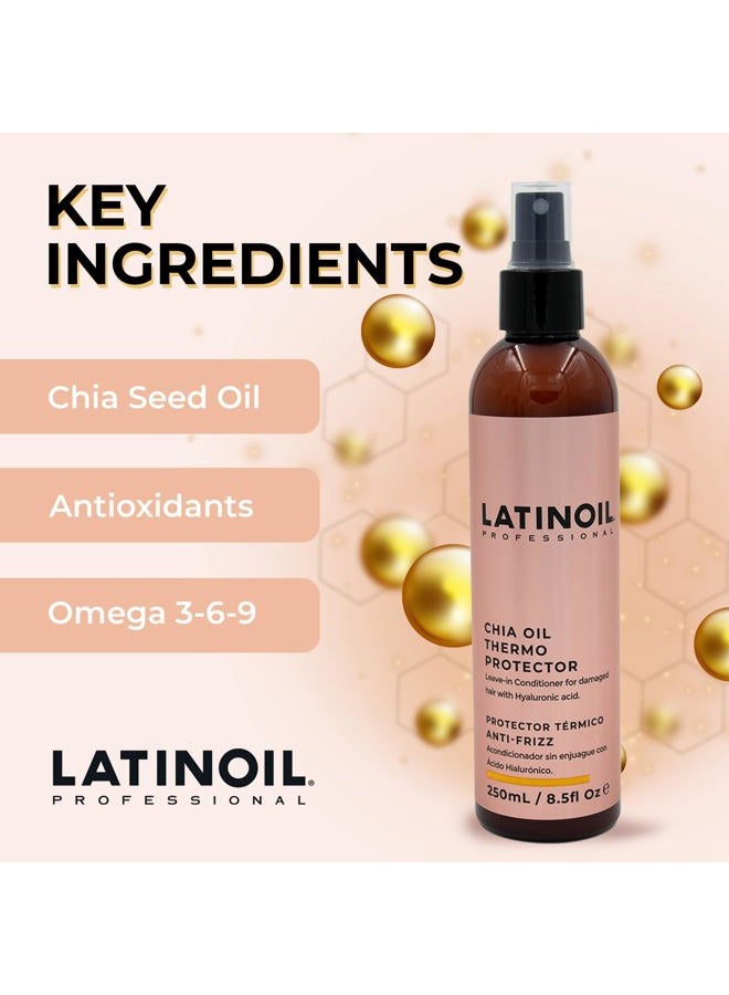 LATINOIL بخاخ زيت الشيا لحماية الشعر من الحرارة - درع حماية حرارية للشعر من الحرارة - بلسم يترك على الشعر - مرطب مضاد للتجاعيد (8 أونصات) - Image 4