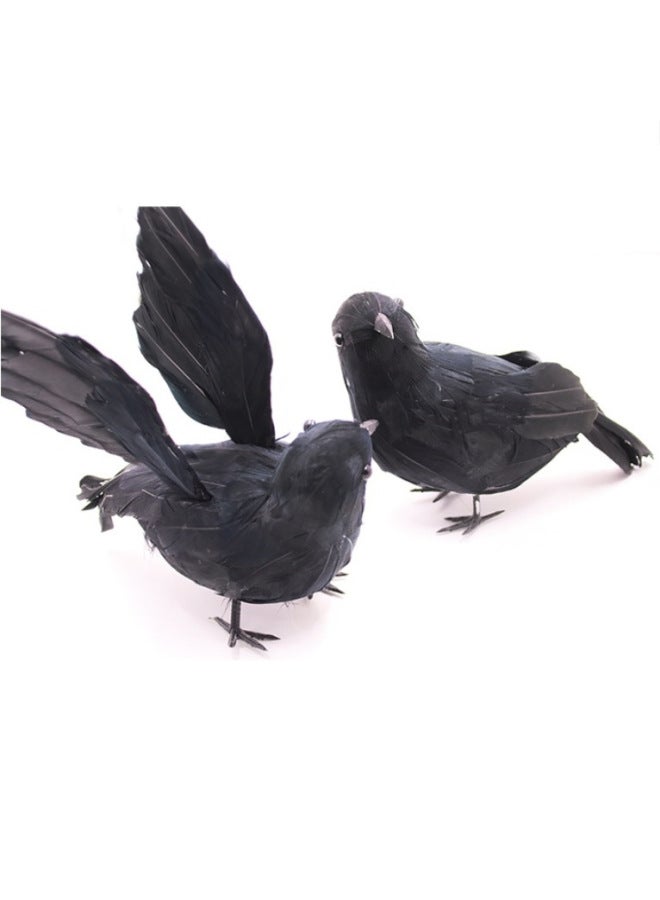 Loquat Simulation Crow Black Crow Decorations Shooting Props Garden Furniture Decoration Easter Wholesale-Dimensions:Flocking 6 Piece Set - Image 2