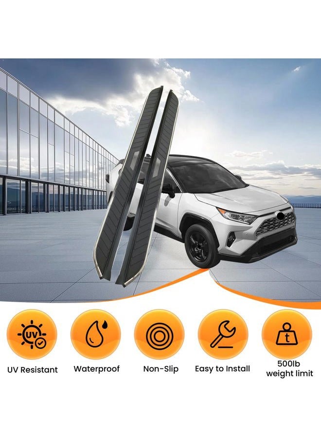 SKOUIO ألواح الجري وخطوات لسيارة تويوتا RAV4 2019-2025 خطوات جانبية من الألمنيوم مع حوامل، 2 قطعة ألواح جري سوداء للجانب الأيمن والأيسر لسيارة تويوتا RAV4 2019 2020 2021 2022 2023 2024 2025 - Image 2