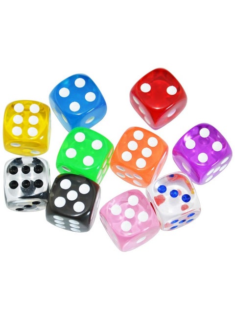 10-Pack D6 Six Sided 16Mm Transparent Dice Die For Dnd, Mtg, Rpg, Tenzi, Yahtze, Bunco, Table Borad Games, Math Teaching