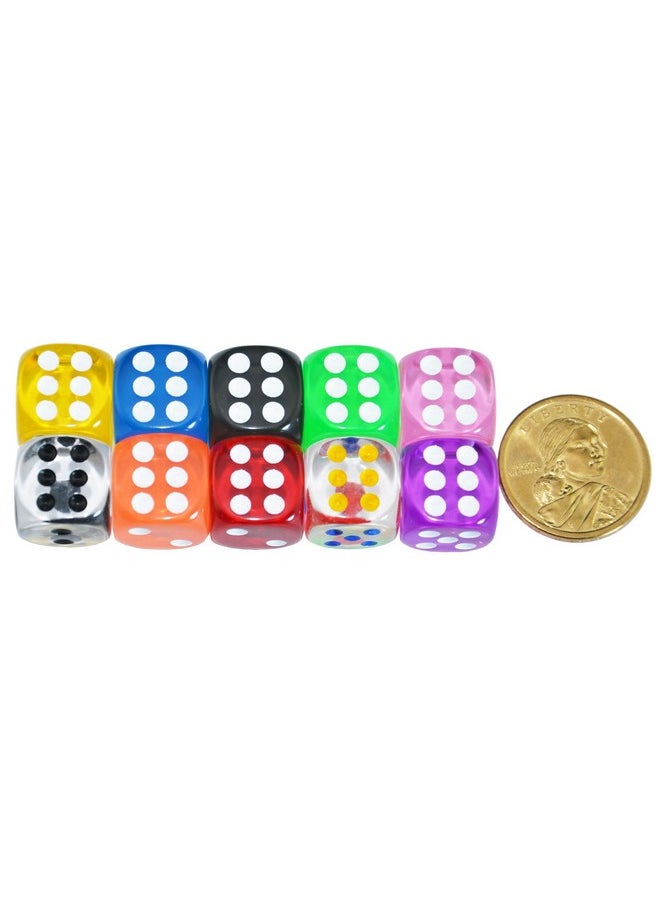 10-Pack D6 Six Sided 16Mm Transparent Dice Die For Dnd, Mtg, Rpg, Tenzi, Yahtze, Bunco, Table Borad Games, Math Teaching