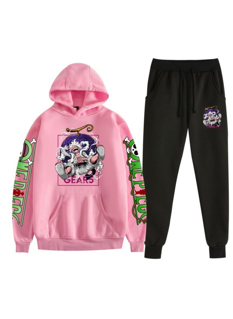 KUYING New One Piece Casual Loose Hooded Sweatshirt And Pants Set  - Image 1