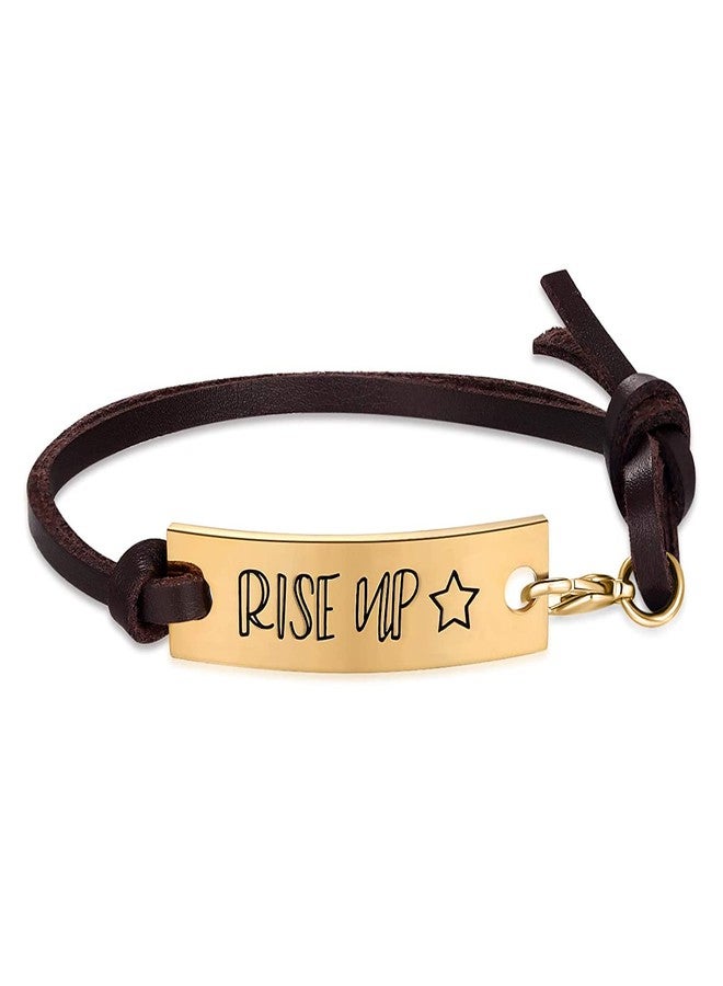 MIXJOY Hamilton Broadway Musical Merchandise Gifts Rise Up Brown Leather Bracelet Jewelry for Teen - Image 1
