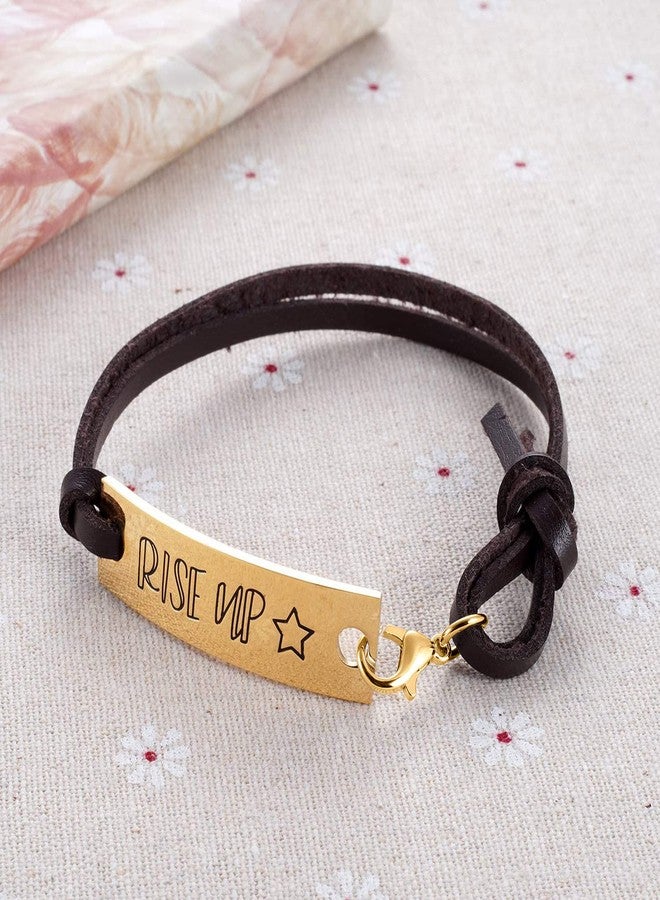 MIXJOY Hamilton Broadway Musical Merchandise Gifts Rise Up Brown Leather Bracelet Jewelry for Teen - Image 2