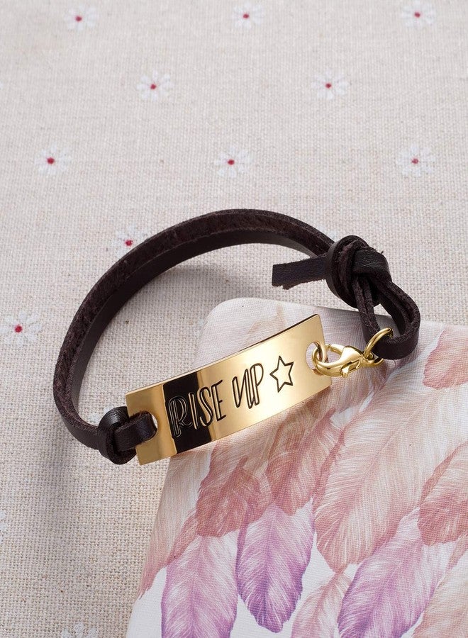 MIXJOY Hamilton Broadway Musical Merchandise Gifts Rise Up Brown Leather Bracelet Jewelry for Teen - Image 3