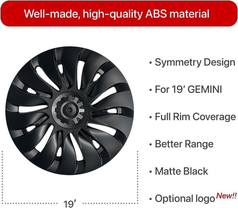 KAVANIC 19 Inch Matte Black Wheel Cover Hubcap for Tesla Model Y - Uberturbine Style Replacement - Image 5