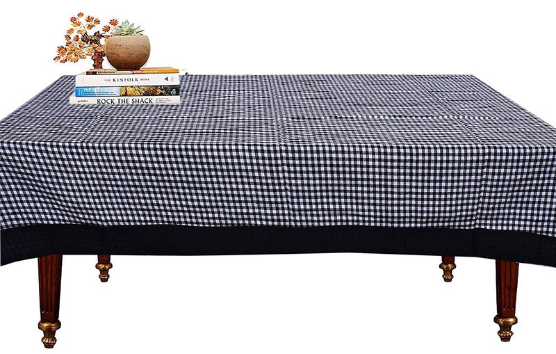 Kuber Industries 100% Cotton 4 Seater Centre Table Cover for Living Room | Teapoy Teepai Cover Cloth for Glass Table | Designer Study Table Cloth Aesthetic & Dastarkhwan for Dining Table (Black) - Image 2