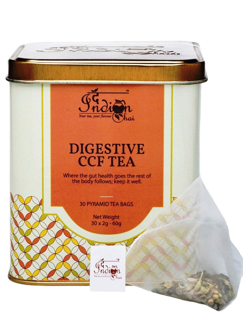 ذا إنديان تشاي شاي تشاي الهندي - شاي CCF الهضمي 30 كيس شاي هرمي بالكمون والكزبرة واليانسون والنعناع للحموضة والهضم - Image 1