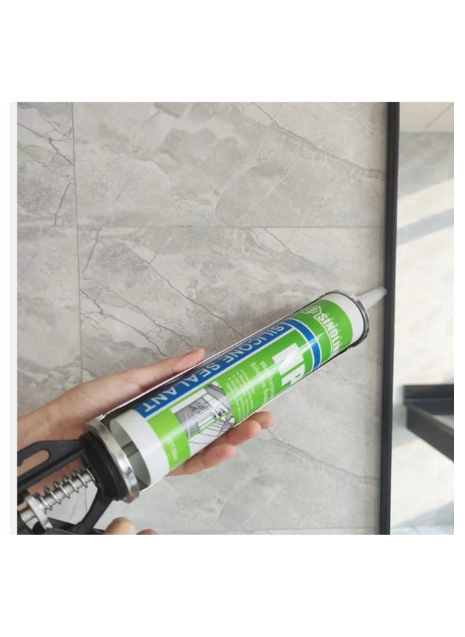 Silicone Sealant with Caulking Gun - Professional Grade Applicator Kit for Waterproofing, Sealing, and Repairs, Heavy-Duty Gun with Smooth Trigger Action, Ideal for Bathrooms, Kitchens, and Windows