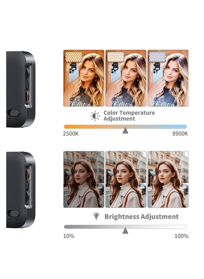 TONEOF 96 LED Cell Phone Light with Soft Diffuser and Stand, Rechargeable Magnetic Portable Selfie Light with Clip, 2500k-9000K Adjustable Lighting for Recording Videos, Cameras, Tablets, Zoom Call, Photography - Image 2