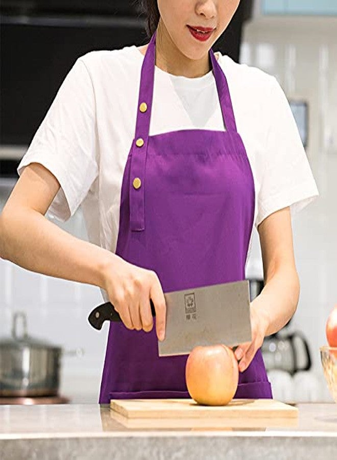 MORNITE Apron Women for Artist Painting Ceramics Baking Cooking Cafe, Art Craft Smock Apron with Pockets for Women, Purple - Image 2